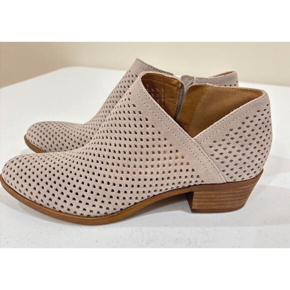 Lucky Brand Baylah Ankle Boots Booties Women 8.5M Leather Tan Cutouts Boho - Picture 1 of 9